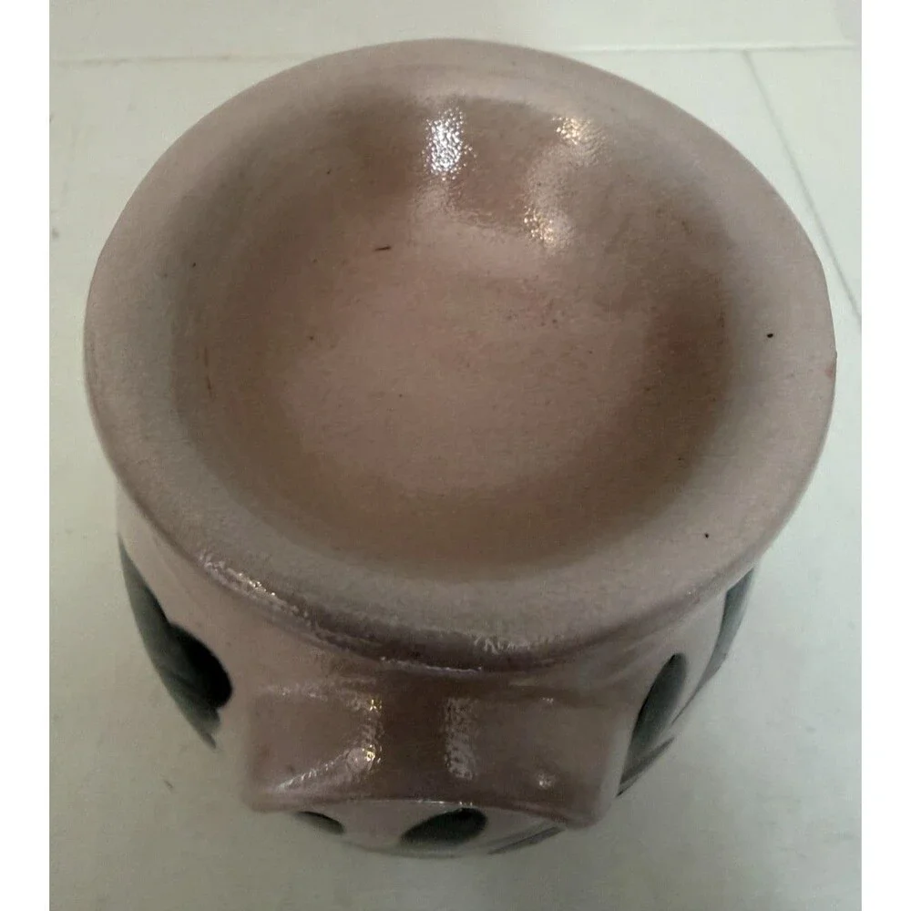 VTG Don Hains Salmon Falls Stoneware Pottery Tart Warmer Pennsylvia Green